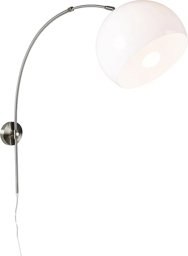 Интелигентна стенна дъгова лампа стомана с бял абажур вкл. WiFi G125 - Bow