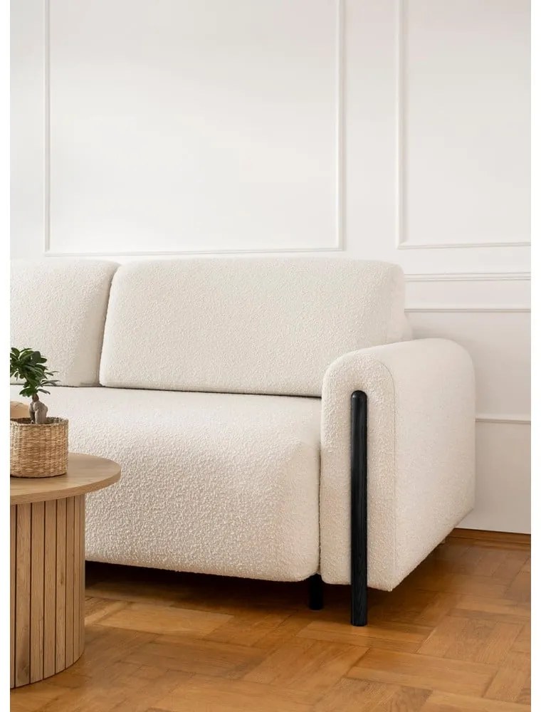 Сгъваем/с място за съхранение диван от прежда с примки от букле в цвят слонова кост 244 cm Arcadova – ELTAP