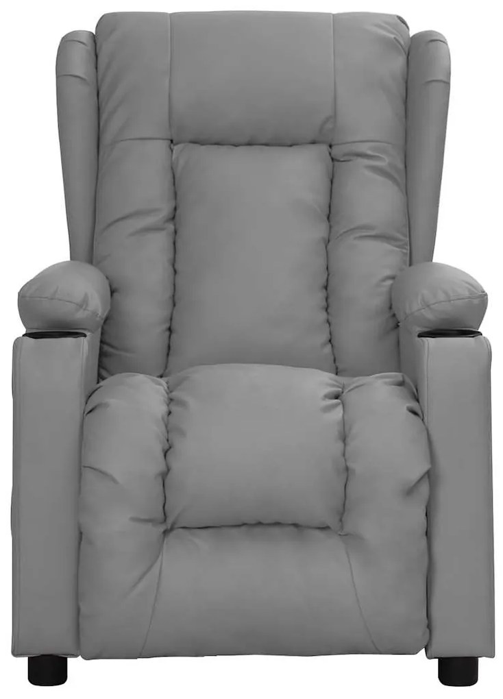 339079 vidaXL Масажен стол, сив, изкуствена кожа