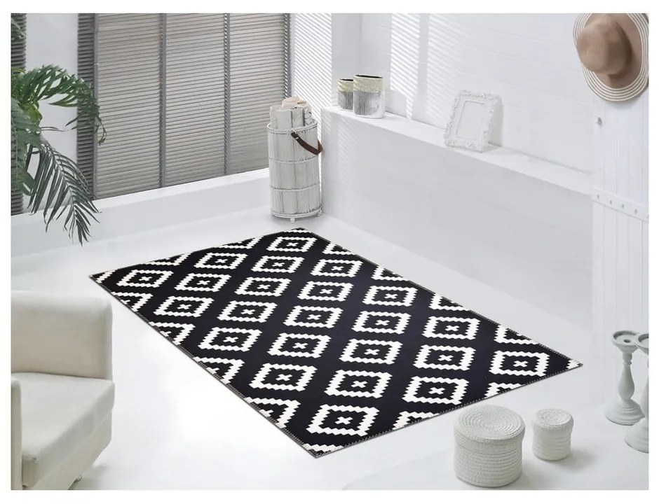 Бял и черен килим подходящ за пране 80x150 cm Geo – Vitaus