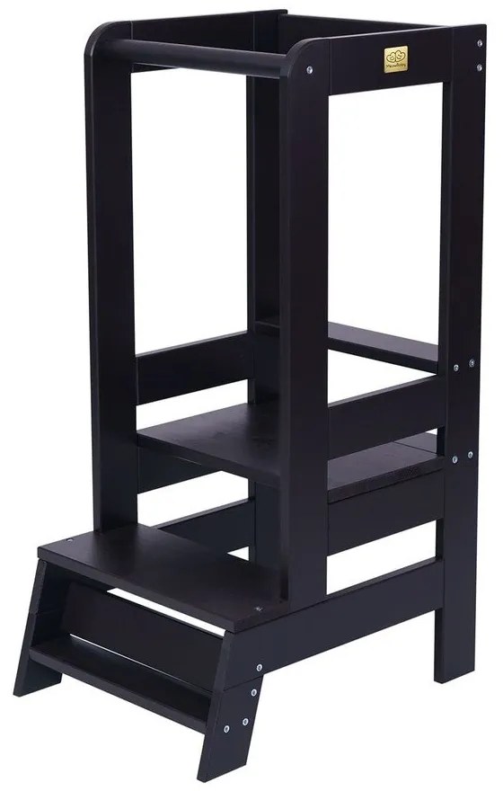 Черна учебна кула от масивен бор Montessori – Meowbaby