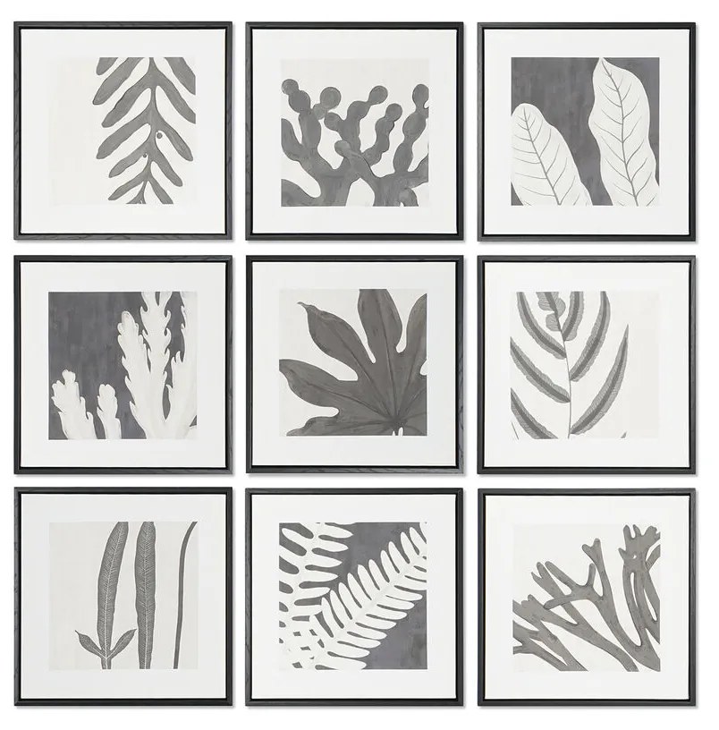 Картина DKD Home Decor 40 x 4 x 40 cm Лист на растение Град (9 броя)