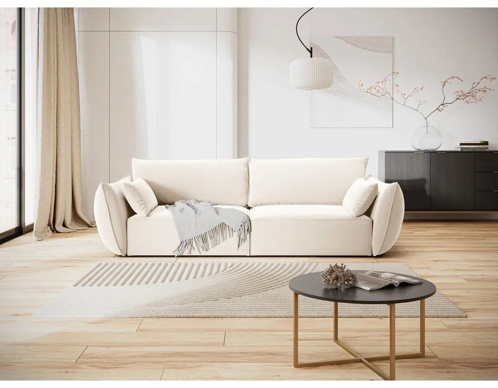Бежов кадифен диван 208 cm Vanda – Mazzini Sofas