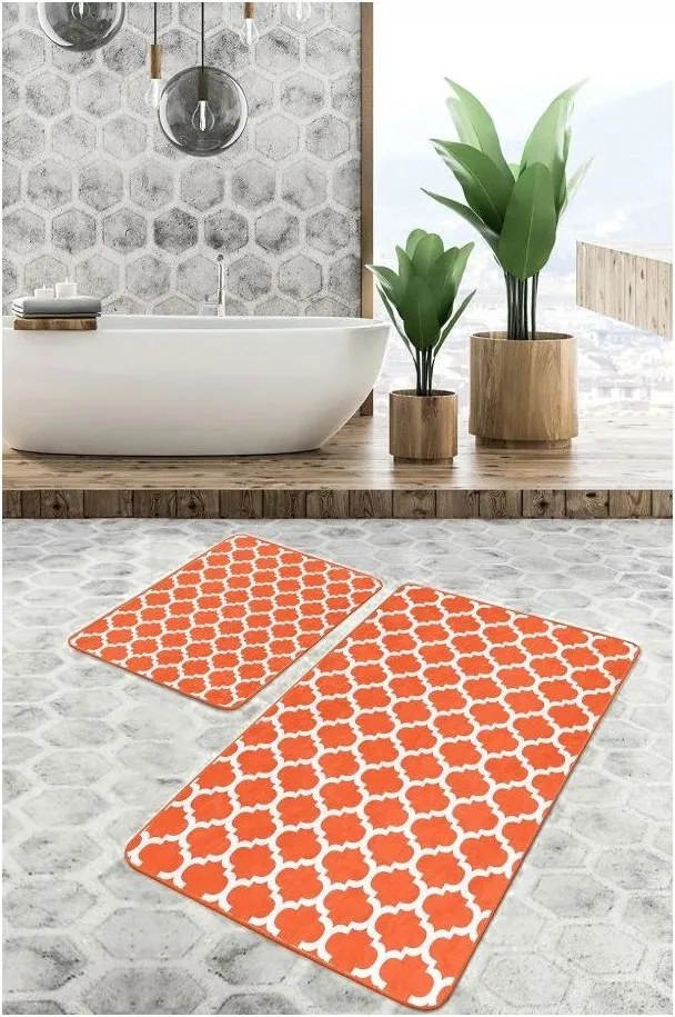 Оранжеви кадифени килими за баня в комплект от 2 бр. 60x100 cm – Mila Home