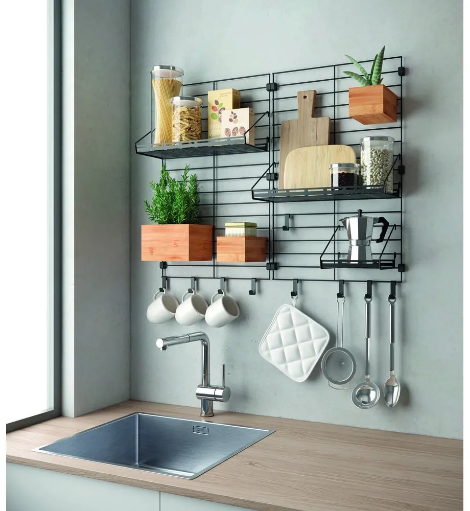 Черен метален компонент - рафт 43x15 cm Mural – Metaltex