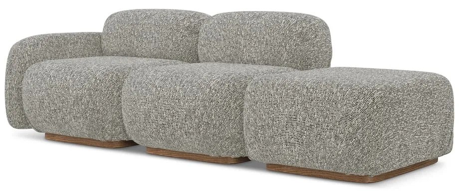 Сив модулна лежанка (ляв ъгъл) Ailani – Makamii