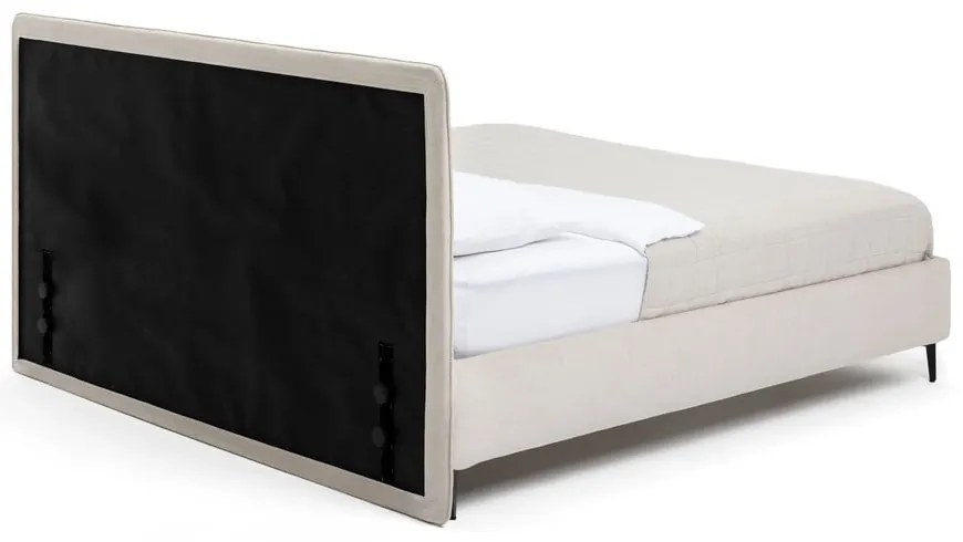 Бежово тапицирано двойно легло с включена подматрачна рамка 160x200 cm Noira Slim – Bonami Selection