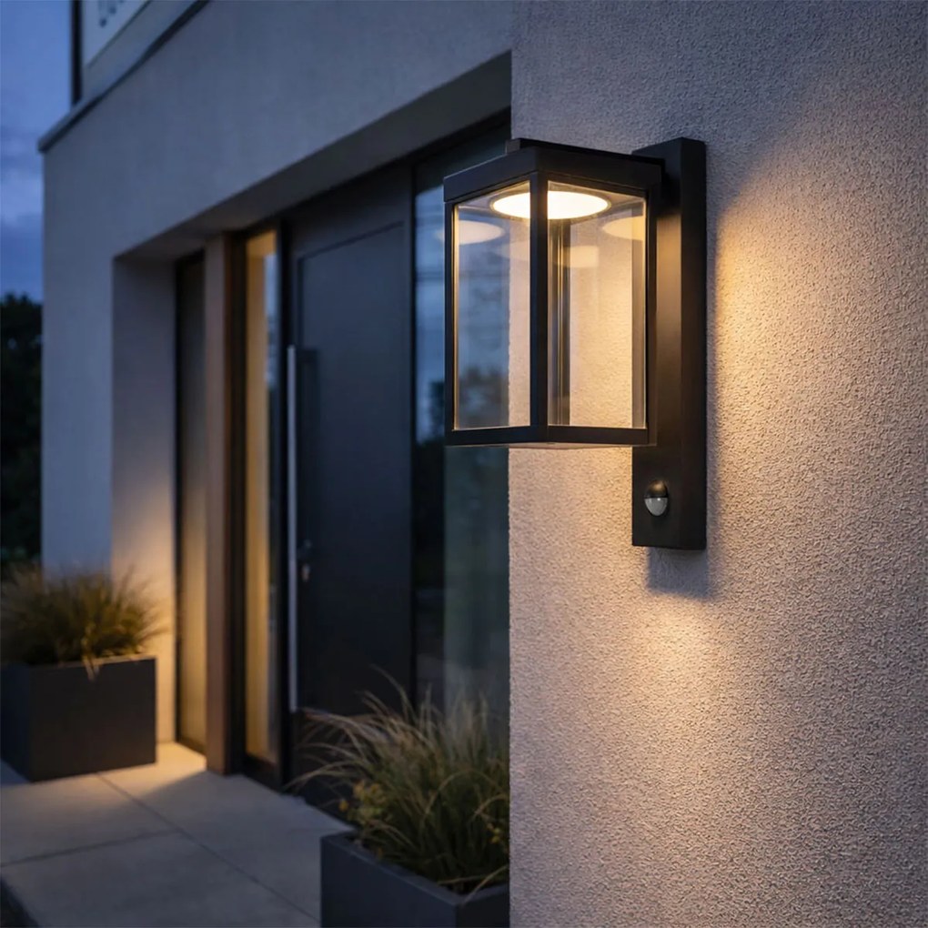 Външна стенна лампа черна с LED сензор за движение - Ferdinand