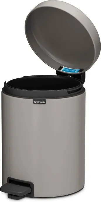 Кош за боклук с педал Brabantia NewIcon 1010434, 5 л, Леко затваряне, Противоплъзгаща основа, Светлосив