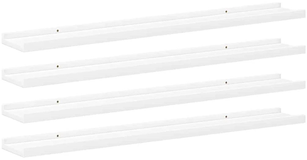 326662 vidaXL Стенни рафтове, 4 бр, бели, 80x9x3 см