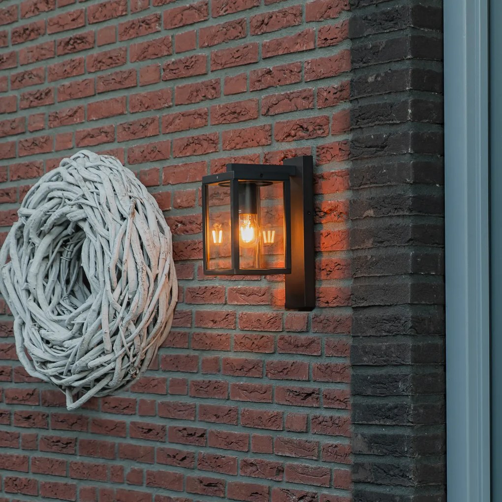 Индустриален външен стенен фенер черен IP44 - Charlois