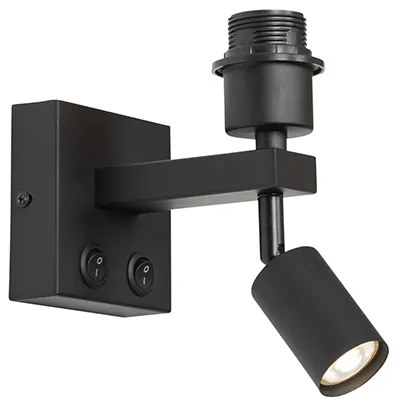 Модерен стенен аплик черен с лампа за четене - Brescia