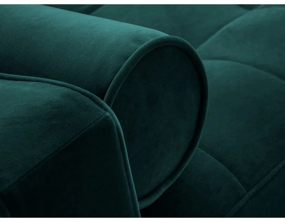 Ъглов разтегателен диван от кадифе в петролено зелено, ляв ъгъл Santo - Milo Casa