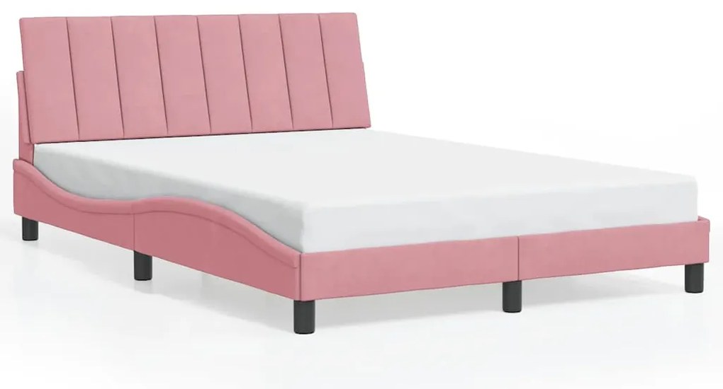 3207848 vidaXL Рамка за легло без матрак Hanko, розова, 140x190 см, кадифе