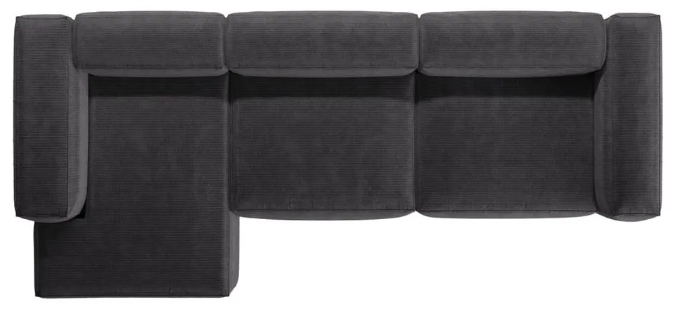 Тъмносив ъглов диван от рипсено кадифе (ляв ъгъл) Bergano – Cosmopolitan Design