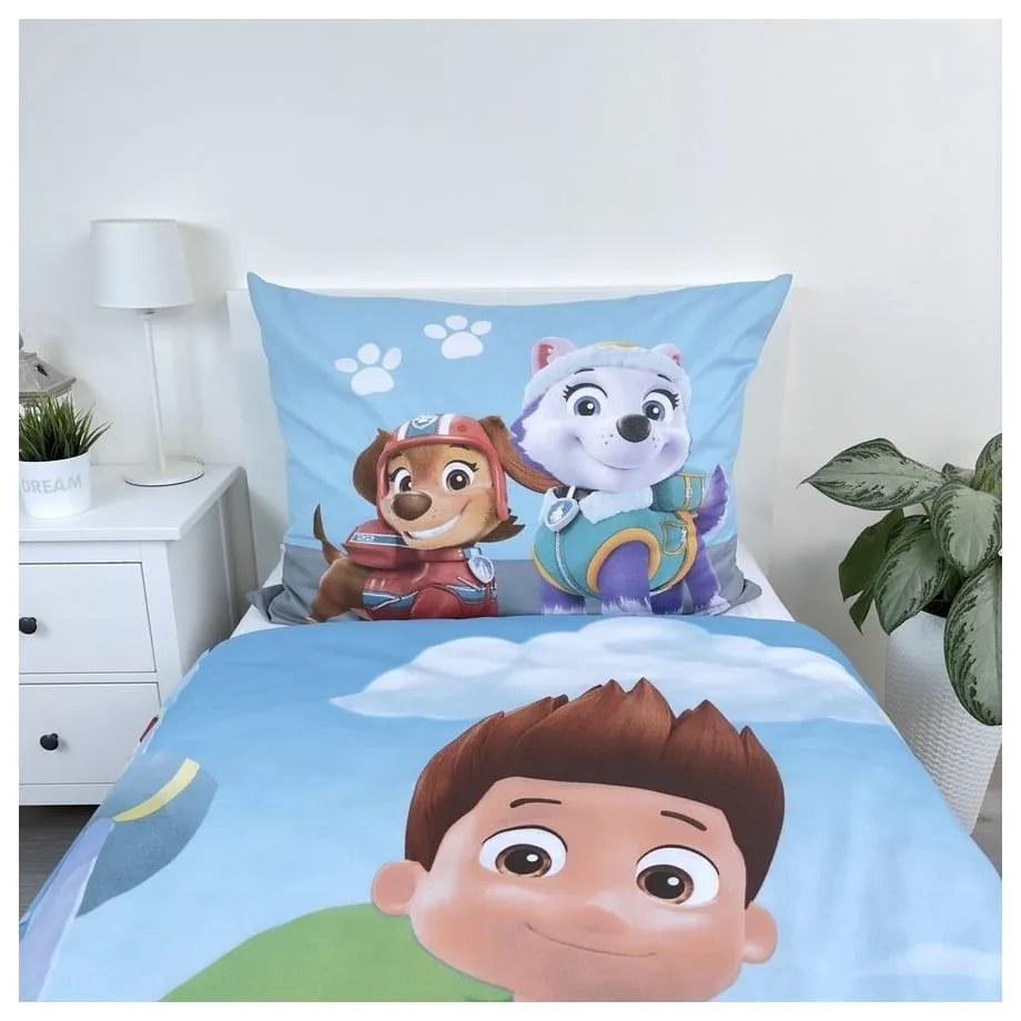 Синьо единично памучно детско спално бельо 140x200 cm Paw Patrol – Jerry Fabrics