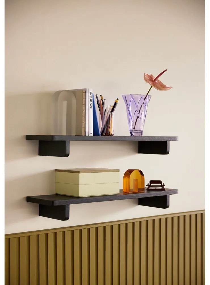 Черен стенен рафт от декор от дъб 80 cm Poke – Hübsch