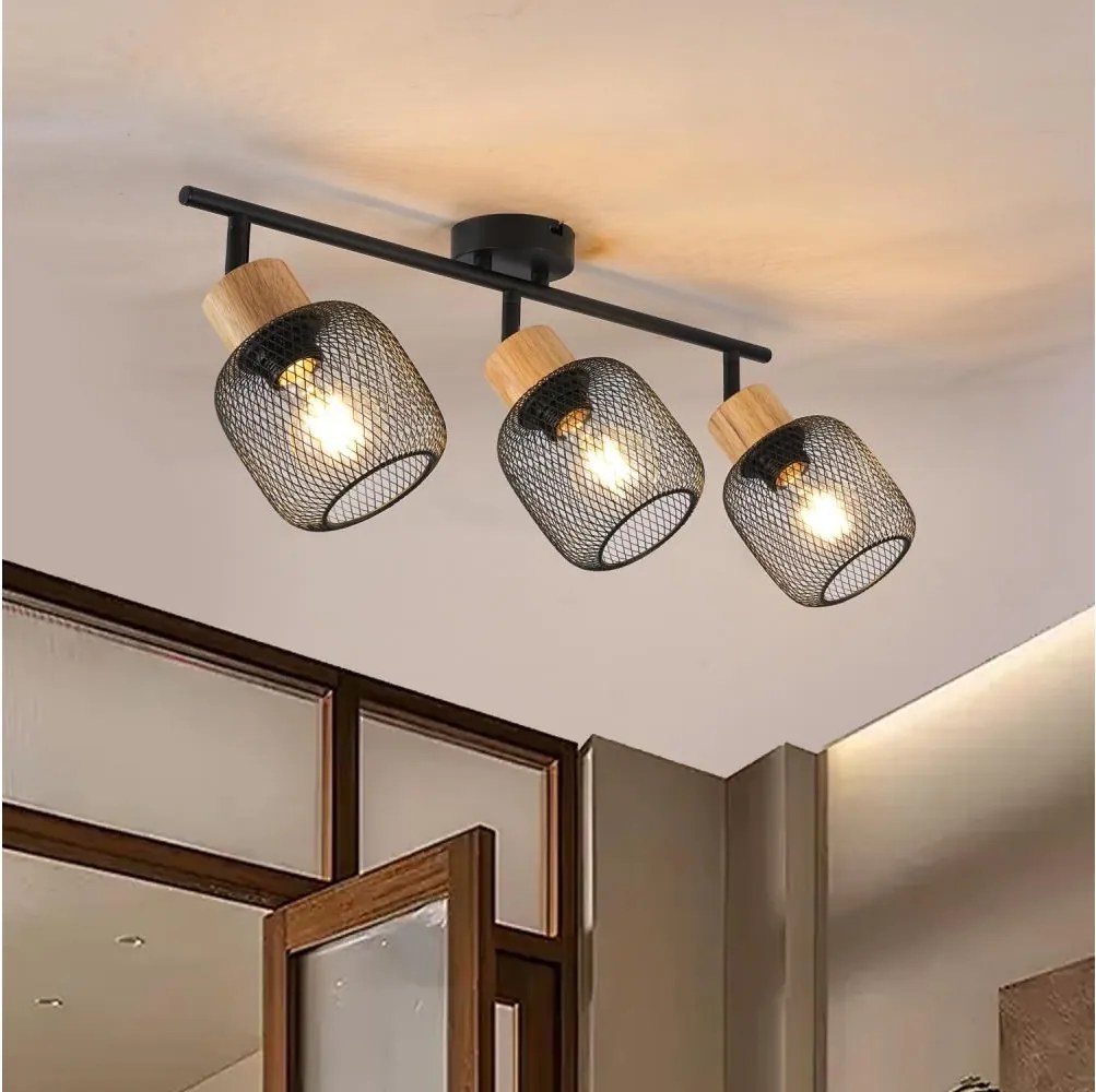 Brilagi - Спот осветително тяло BASKLITE 3xE27/15W/230V дървено/черно