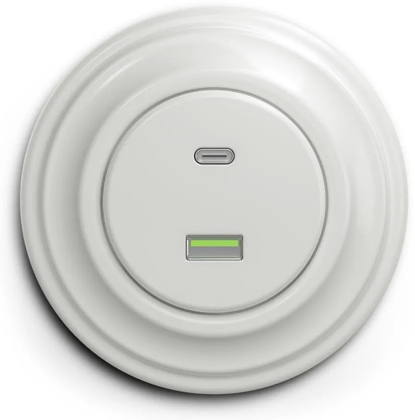 Kliklap - ретро USB розетка A+C с бяла рамка