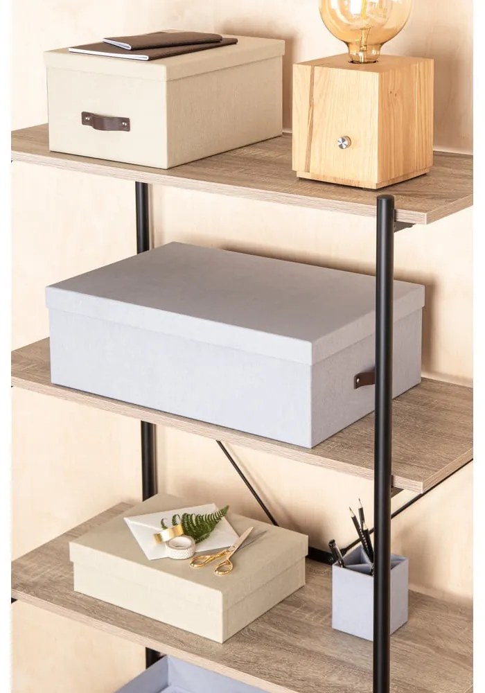 Светлосиви картонени кутии за съхранение с капаци в комплект 3 бр. 31x47x15 cm Inge – Bigso Box of Sweden