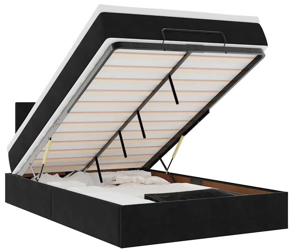 3312544 vidaXL Османска легло с матрак и LED, черно, 120x200 см, кадифе