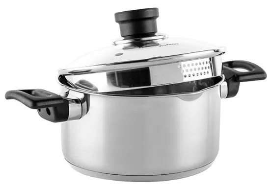 Тенджера Luigi Ferrero Sophia FR-3402, 18x10 см, 2.3 л, Стомана 18/10, Стъклен капак, Индукция, Инокс