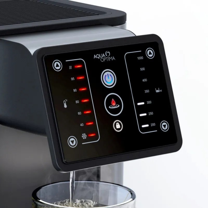 Диспенсър за топла и студена вода Aqua Optima Aurora AUR001, Филтър Evolve+, Черен/Инокс