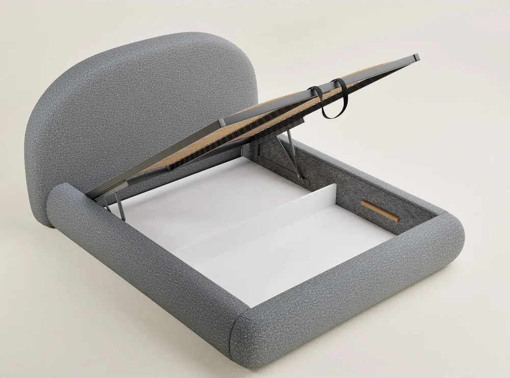 Сиво двойно легло 140x200 cm тапицирано с място за съхранение с включена подматрачна рамка Maumere – Maison de Rêve