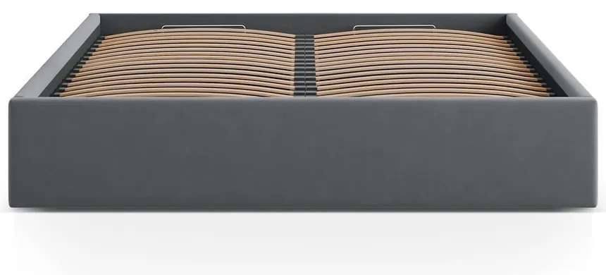 Сиво двойно легло 180x200 cm тапицирано с място за съхранение/без табла с включена подматрачна рамка Susan – Micadoni