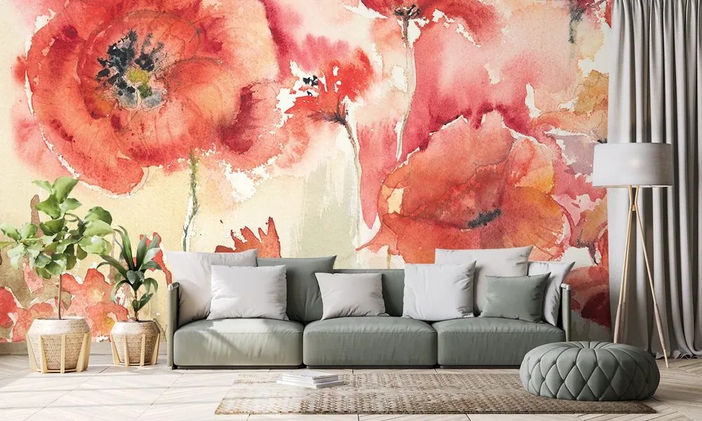 Тапет – Рисувани макове на поле