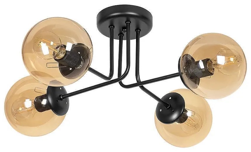 Плафон ЛЕО, черен/мед, 4xE27