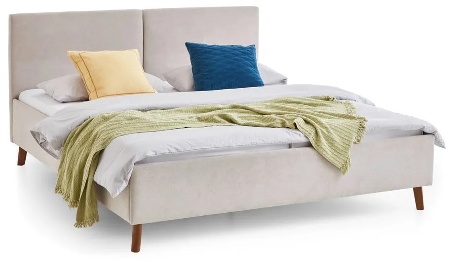 Бежово двойно легло 180x200 cm тапицирано с включена подматрачна рамка Piano – Meise Möbel