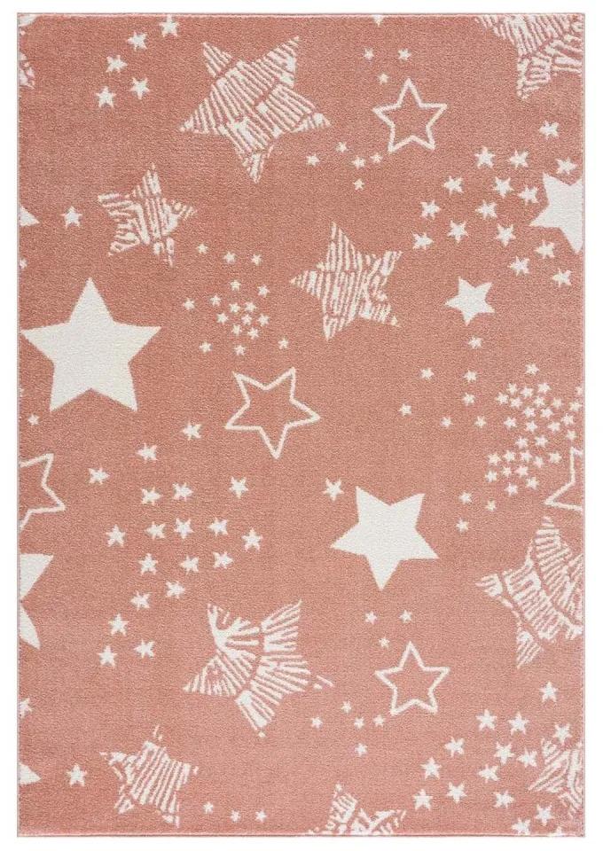 Розов килим за детската стая STARS