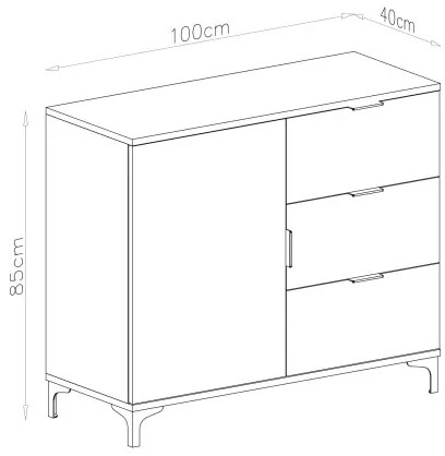 Скрин ЛАНА K-100S Дъб Артисан - СТОЯЩ ШКАФ С ЧЕКМЕДЖЕТА