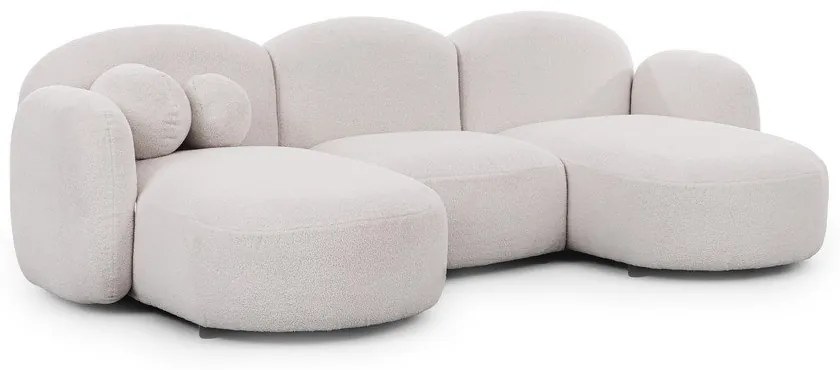 Кремав ъглов диван от прежда с примки от букле (U форма) Orbit – Ropez