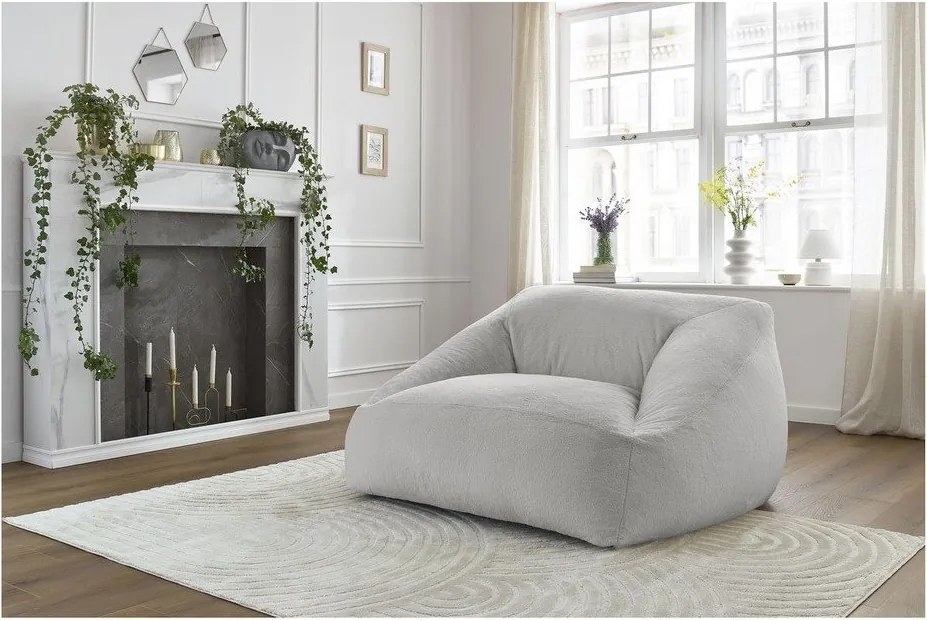 Светлосив пуф от изкуствен косъм Lilibet – Bobochic Paris