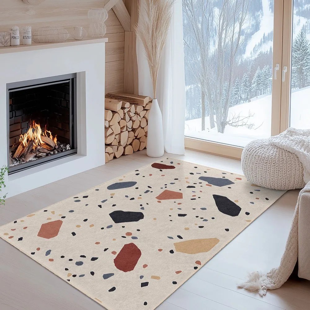 Кремава пътека подходяща за пране 60x230 cm Cracked Terrazzo – Mila Home