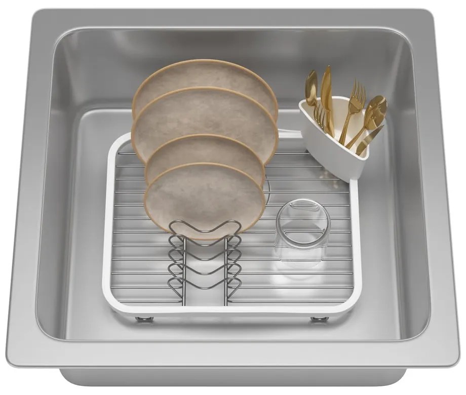 Бяла стоманена тавичка за оттичане 36x28 cm Sinkin – Umbra