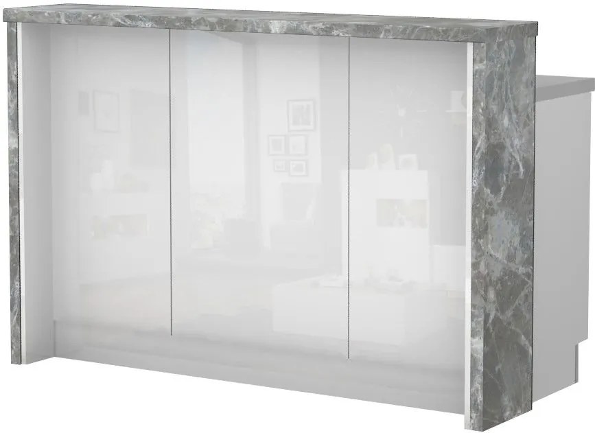 Островна кухненска пейка Raval-Length: 150 cm.-White glossy-Siena Marble