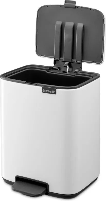 Кош за боклук Brabantia Bo Pedal 1010118, 7 л, Плавно затваряне, Гумирана основа, Бял
