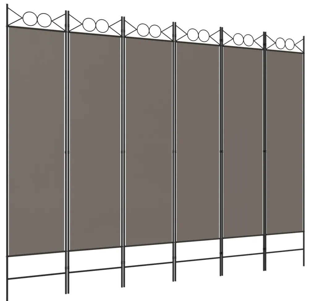350176 vidaXL Параван за стая, 6 панела, антрацит, 240x220 cм, текстил