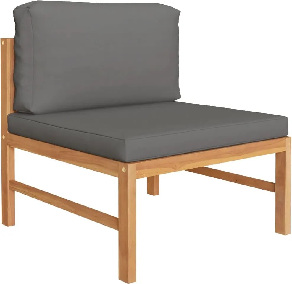 316115 vidaXL Градински комплект с тъмносиви възглавници, 3 части, тик