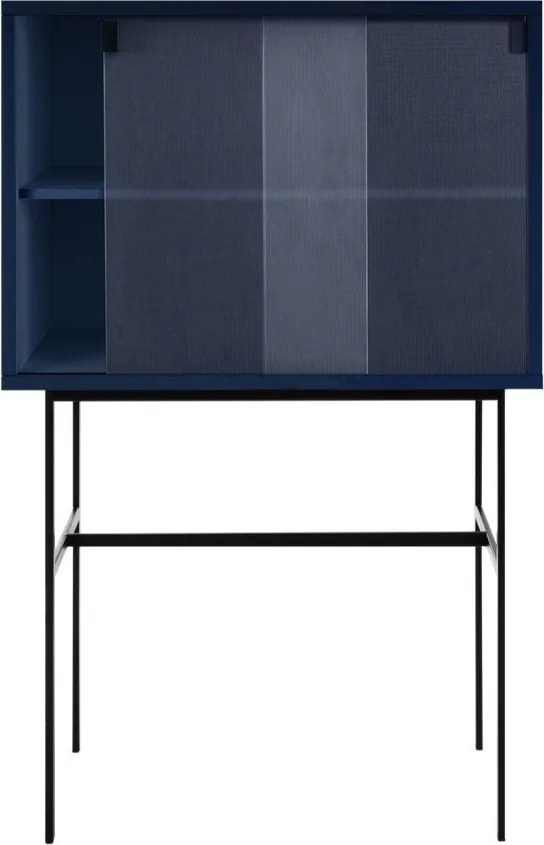 Тъмносиня витрина с плъзгащи се врати 70x109x40 cm Lekko – noo.ma