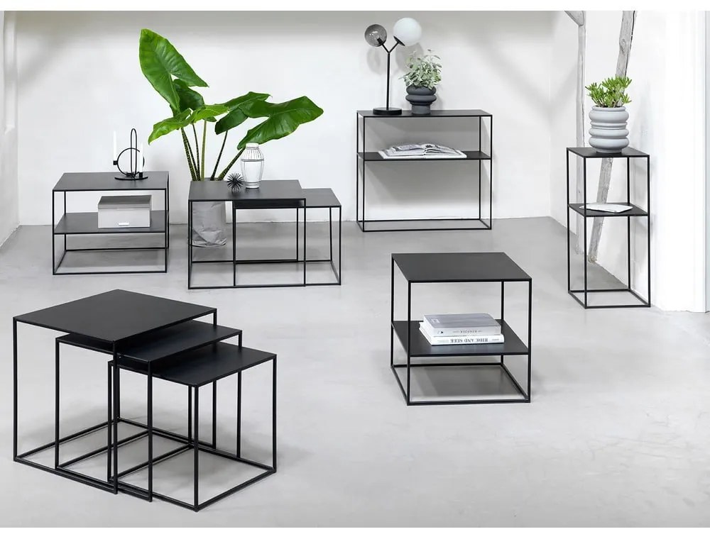 Черна метална конзолна маса 35x90 cm Pebble – Unique Furniture