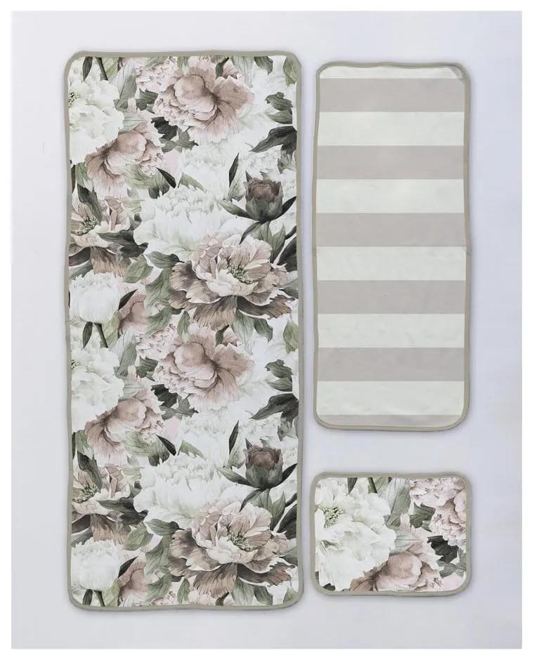 Комплект от 3 памучни кърпи Бежови цветя - Velvet Atelier