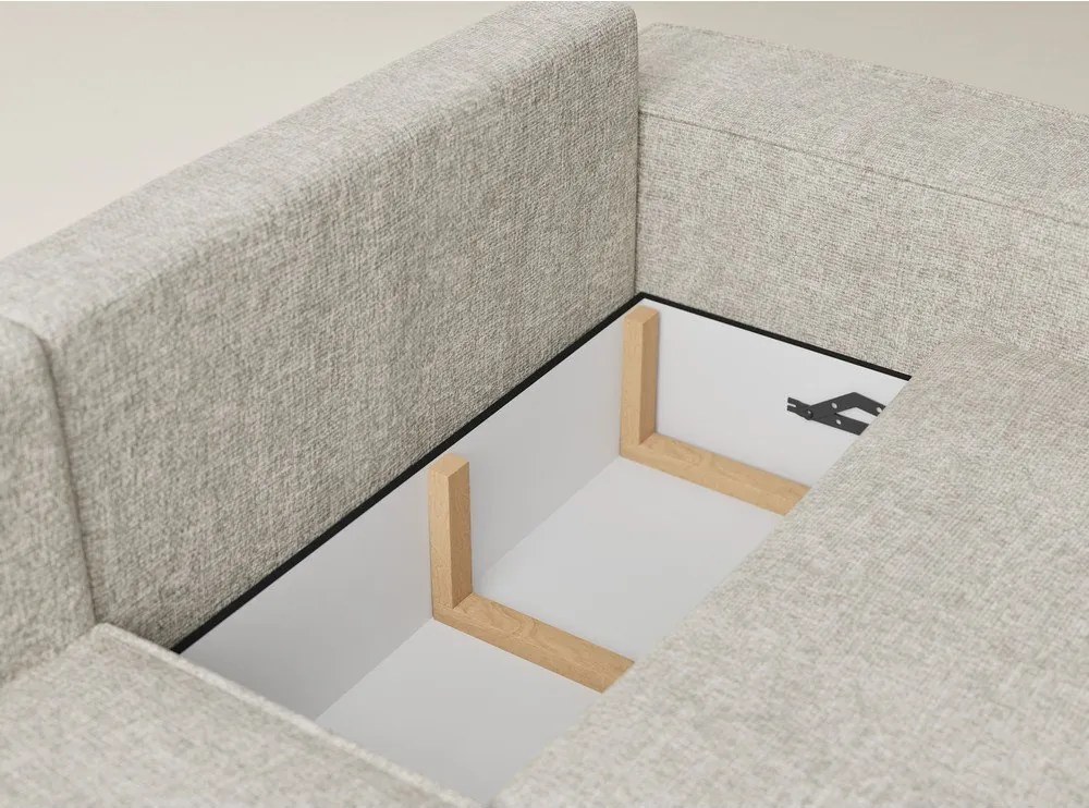 Бежов шенилов сгъваем/с място за съхранение ъглов диван (ляв ъгъл/L форма) Tonga – Maison de Rêve