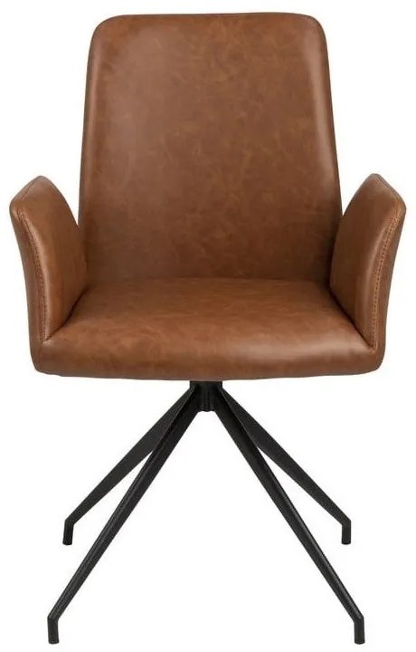 Тапициран трапезен стол с подлакътници в цвят кафяв коняк Naya – Actona