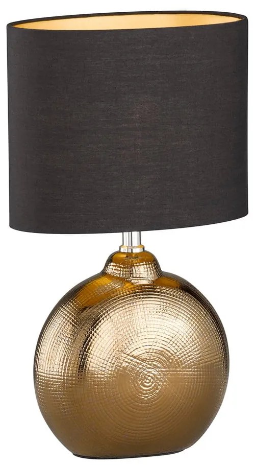 Черна и бронзова керамична настолна лампа с текстилен абажур (височина 39 cm) Foro – Fischer &amp; Honsel