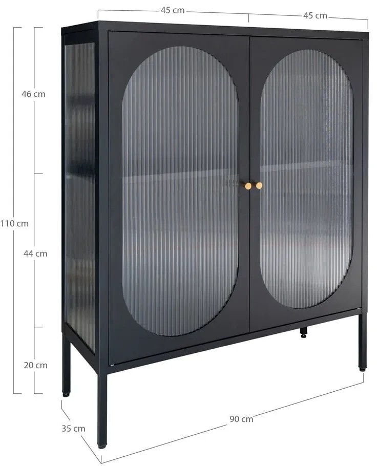 Черна метална витрина 90x110 cm Adelaide - House Nordic