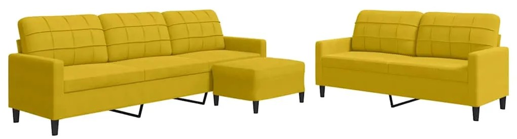 3278487 vidaXL Комплект дивани от 3 части с възглавници, жълт, кадифе